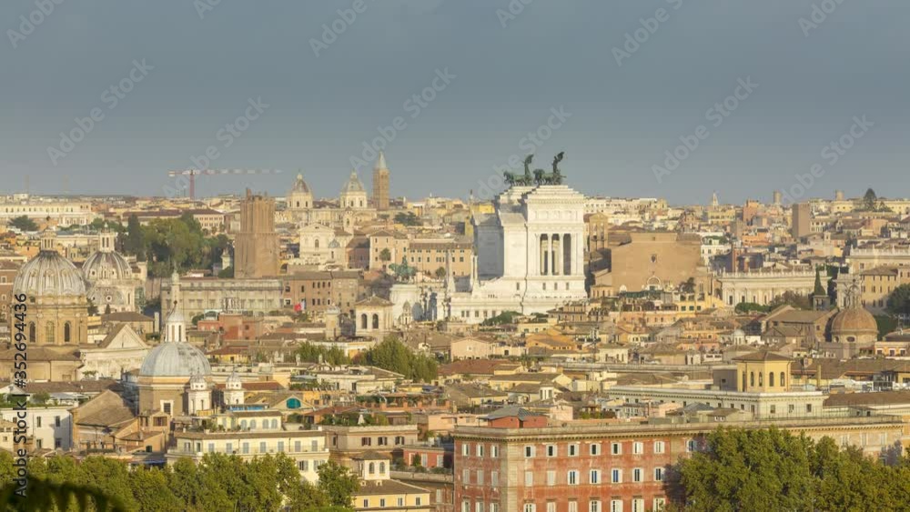 Rome cityscape panoramic view from top time lapse footage