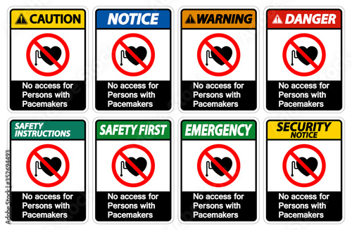 No Access For Persons With Pacemaker Symbol Sign On White Background