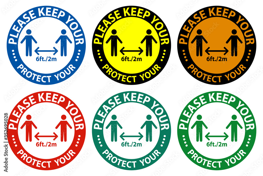 Naklejka premium Please keep your distance,Protect your social Distancing Sign Isolate On White Background,Vector Illustration EPS.10
