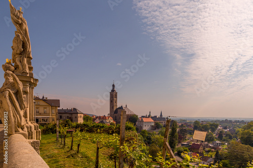 Vineyards in Kutna Hora. Panorama center of Kutna Hora in the Czech Republic  Europe. UNESCO World Heritage Site.