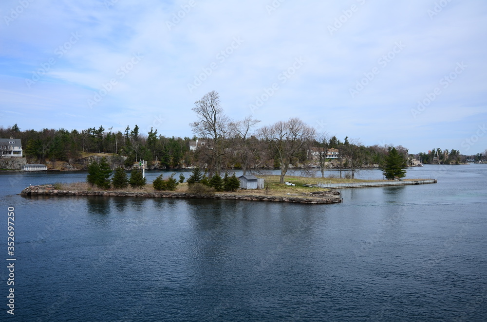 Thousand Islands area of Saint Lawrence River in the board of USA and Canada