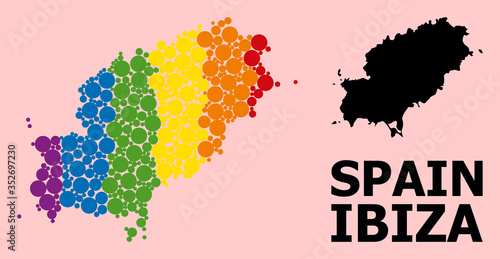 Rainbow Pattern Map of Ibiza Island for LGBT