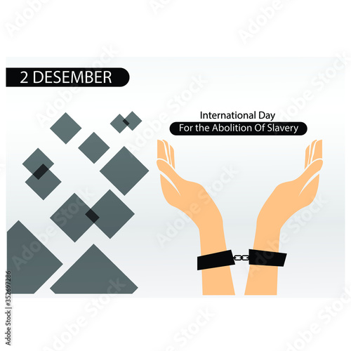 Vector illustration of International Day for the Remembrance of the Slave Trade and Its Abolition . Design of prisoner with handcuffs photo