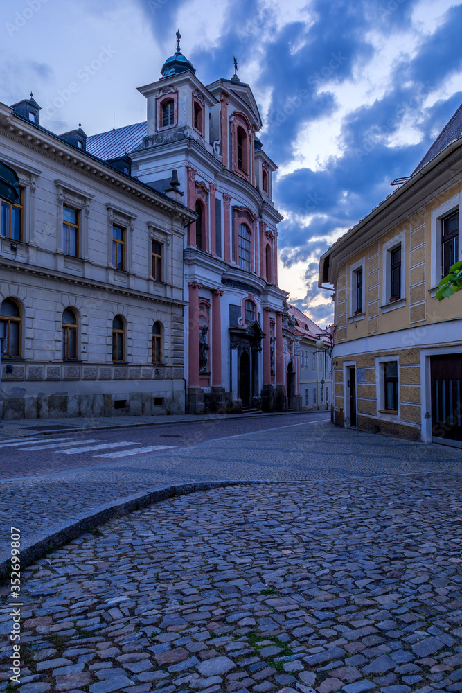 Picturesque historic city. Dawn in the historic center of Kutna Hora, UNESCO World Heritage Site, Czech Republic