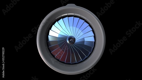 Rotating blades of airpane turbine, loopable motion background. Alpha channel included photo