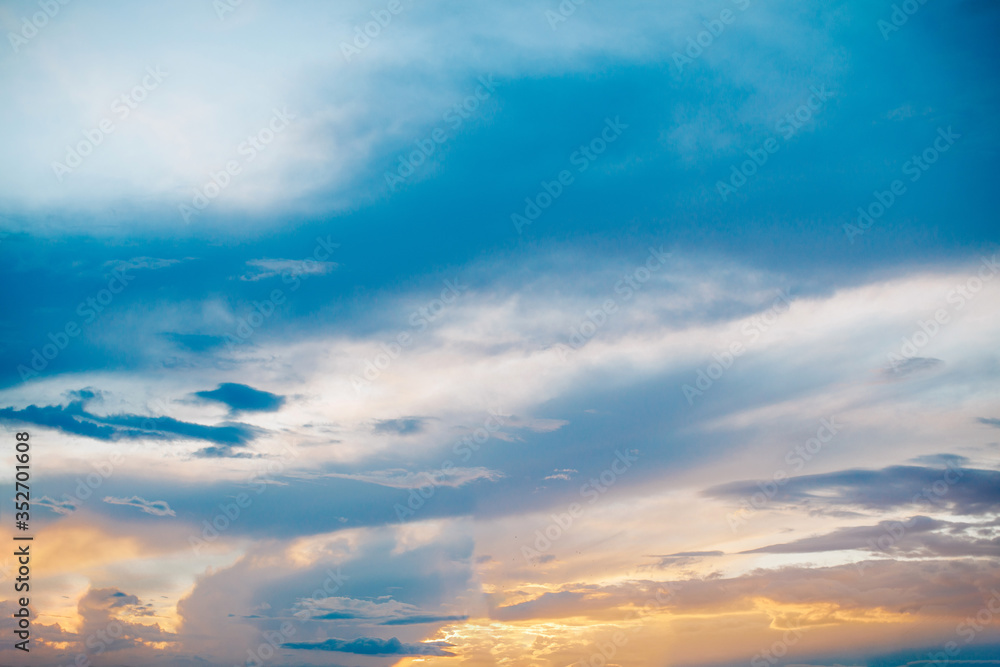 blue sky with clouds. Sky background. Sunset. Clouds. 
