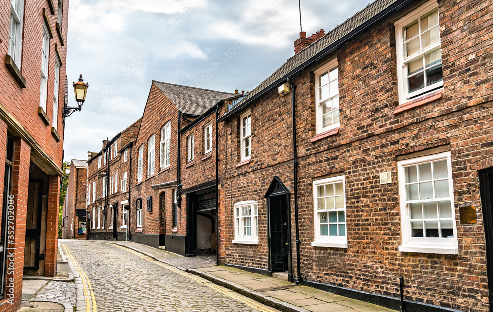 Traditional houses in the old town of Chester, England