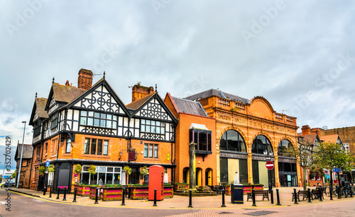 Traditional English Tudor architecture houses in Chester, England