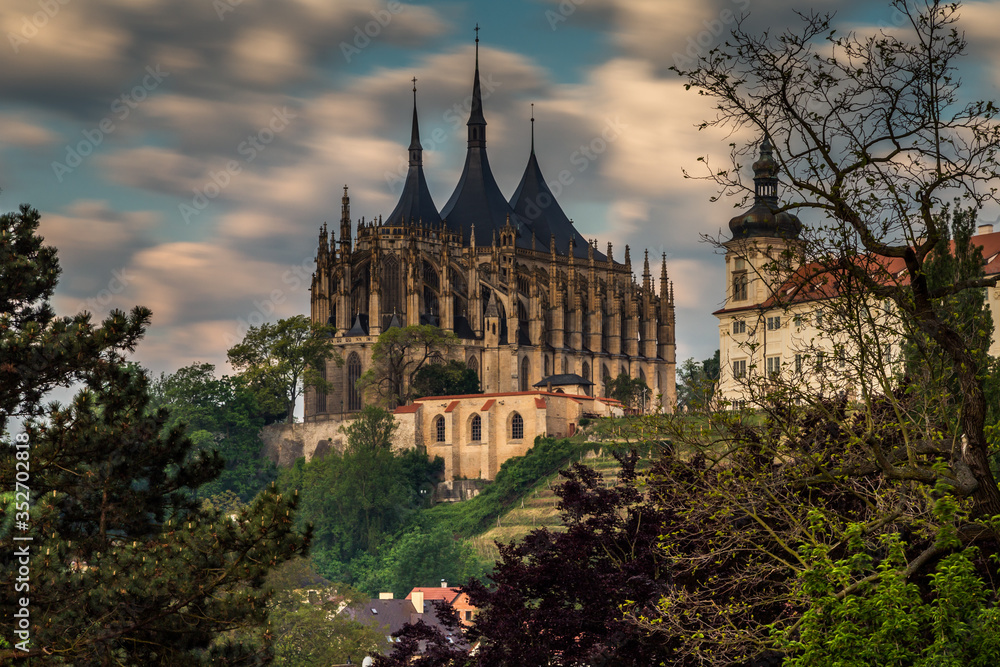 Morning in Kutna Hora. The Cathedral of St Barbara and Jesuit College in Kutna Hora, Czech Republic, Europe. UNESCO World Heritage Site