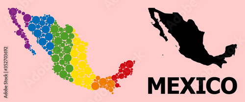 Rainbow Collage Map of Mexico for LGBT