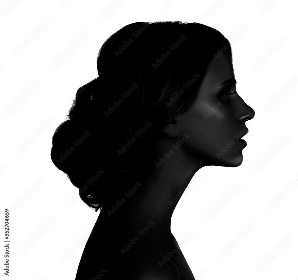 High contrast black and white portrait of beautiful young woman High contrast black and white portrait of beautiful young woman