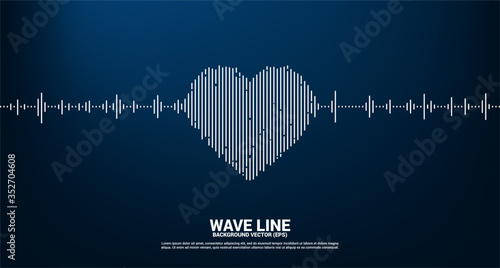 Sound wave heart icon Music Equalizer background. love song music visual signal