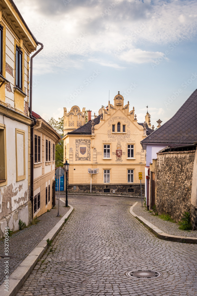 Historic houses in the center of Kutna Hora in the Czech Republic, Europe. UNESCO World Heritage Site.