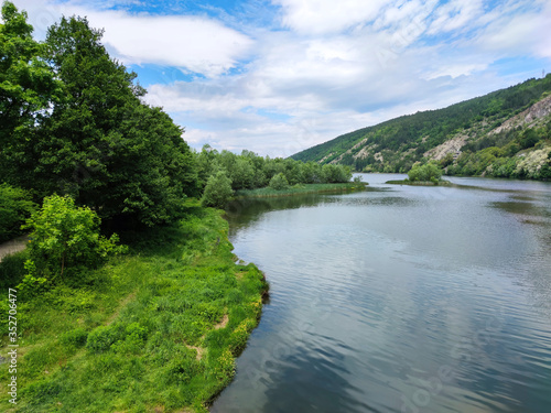 Spring Landscape of Iskar River near Pancharevo lake  Bulgaria