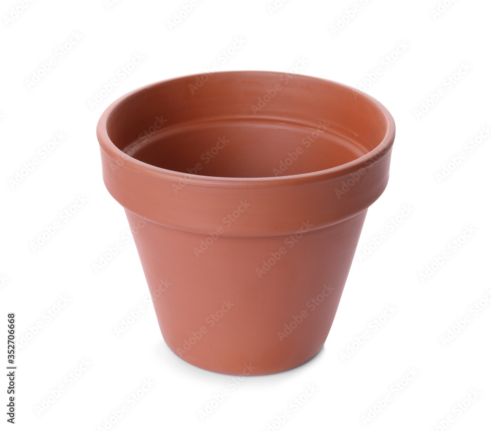 Stylish terracotta flower pot isolated on white Stylish terracotta flower pot isolated on white