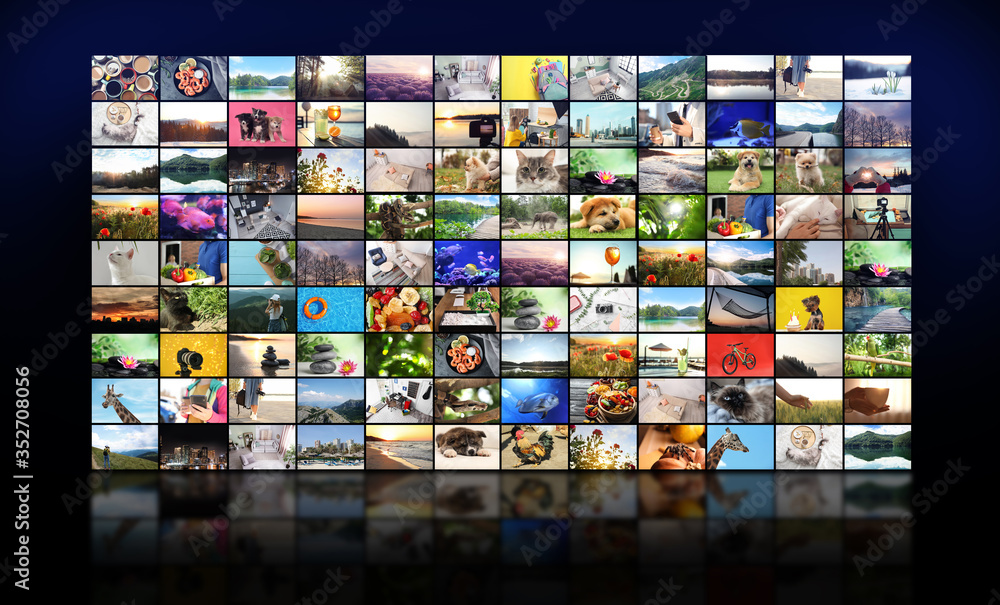 Modern TV display with streaming video, banner design Modern TV display with streaming video, banner design