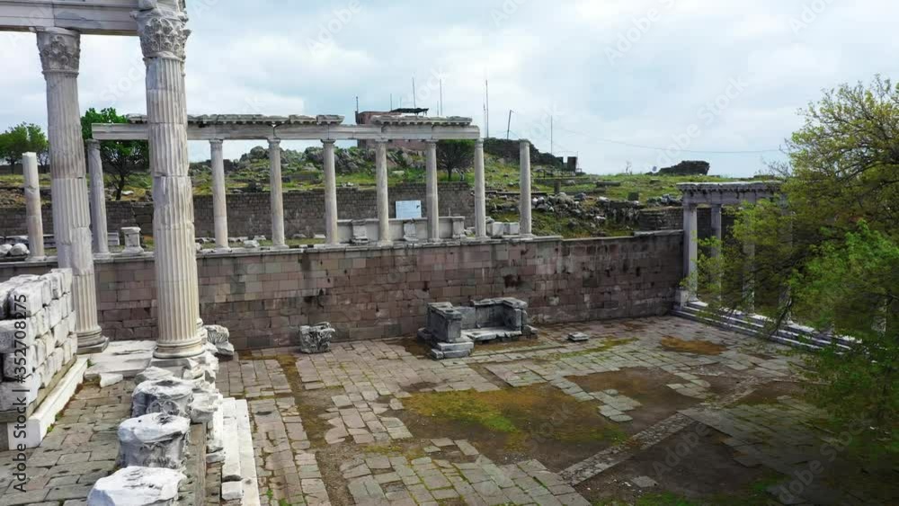 The Acropolis, which means Upper Town “ has the most important remains of Pergamon ancient city in Izmir - Turkey. The Acropolis, which means Upper Town “ has the most important remains of Pergamon ancient city in Izmir - Turkey.