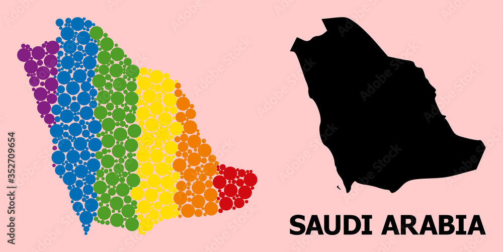 Rainbow Collage Map of Saudi Arabia for LGBT