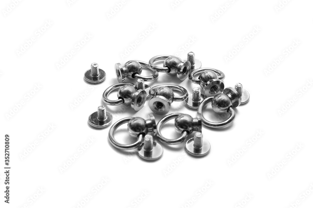 Metal half ring for leather isolated on white background Metal half ring for leather isolated on white background