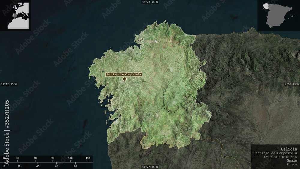Galicia, Spain - composition. Satellite