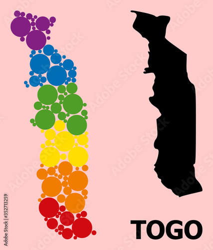 Rainbow Collage Map of Togo for LGBT
