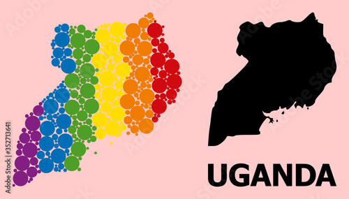 Rainbow Mosaic Map of Uganda for LGBT