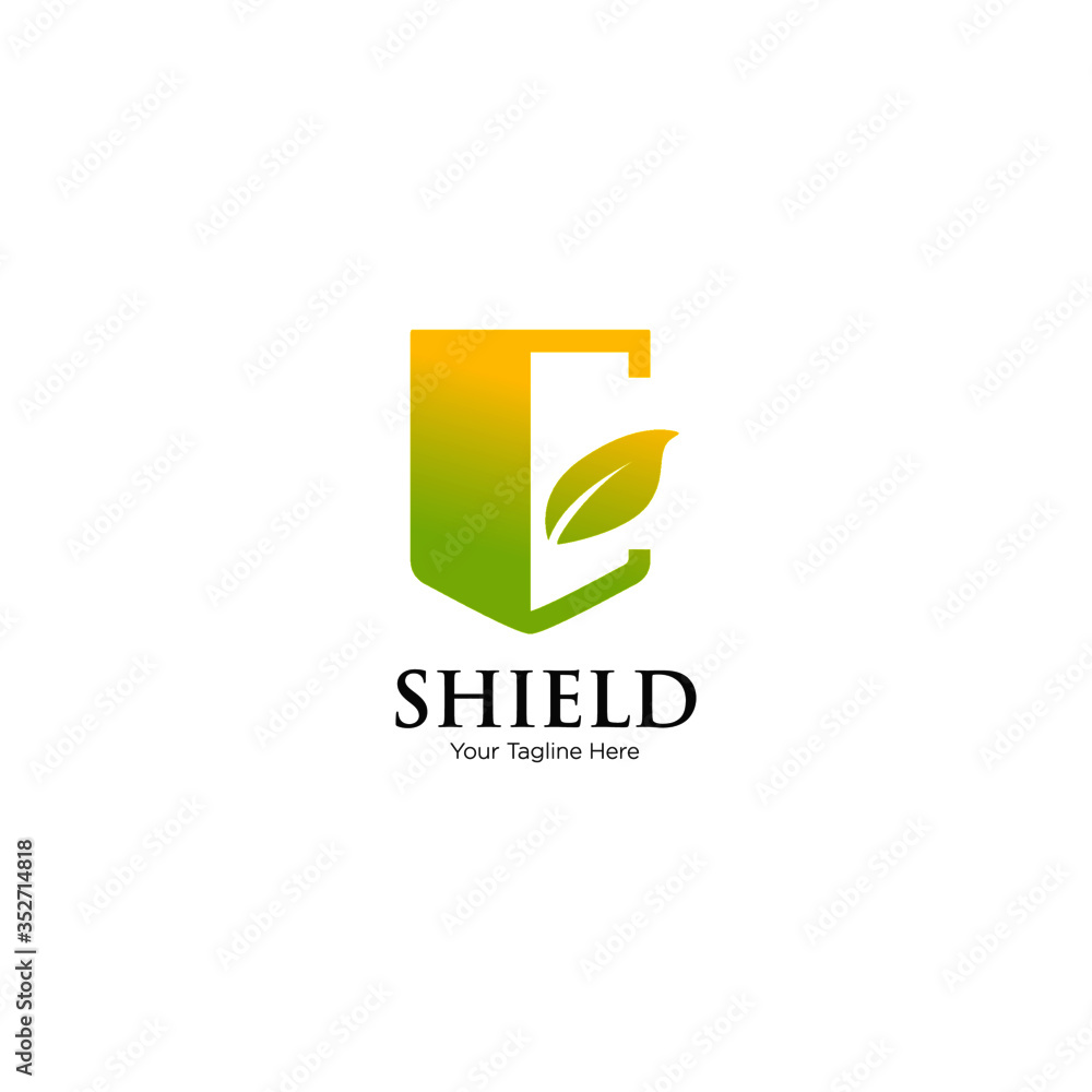Leaf and shield nature logo design. Leaf and shield nature logo design.
