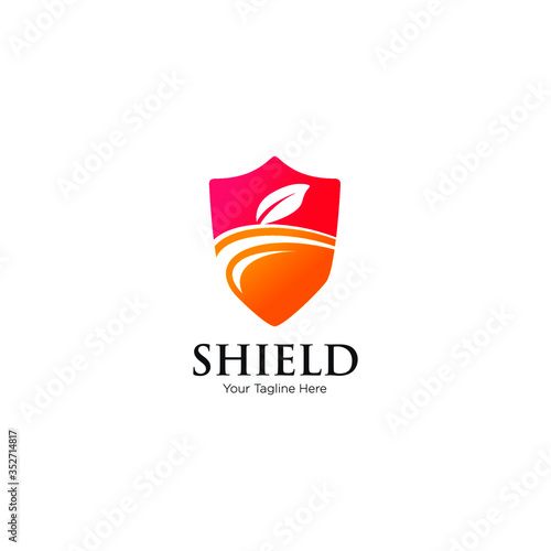 Free Download Leaf and shield nature logo design.  - GFXLoad