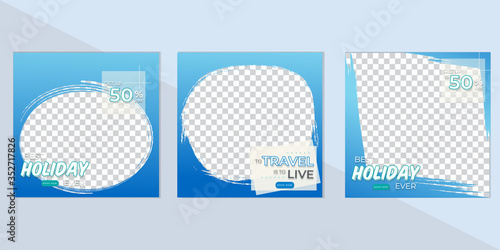 Travel banner social media post templates collection