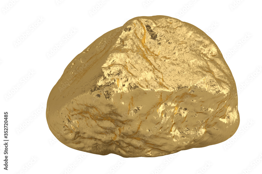 Golden stone isolated on white background. 3D illustration. Golden stone isolated on white background. 3D illustration.