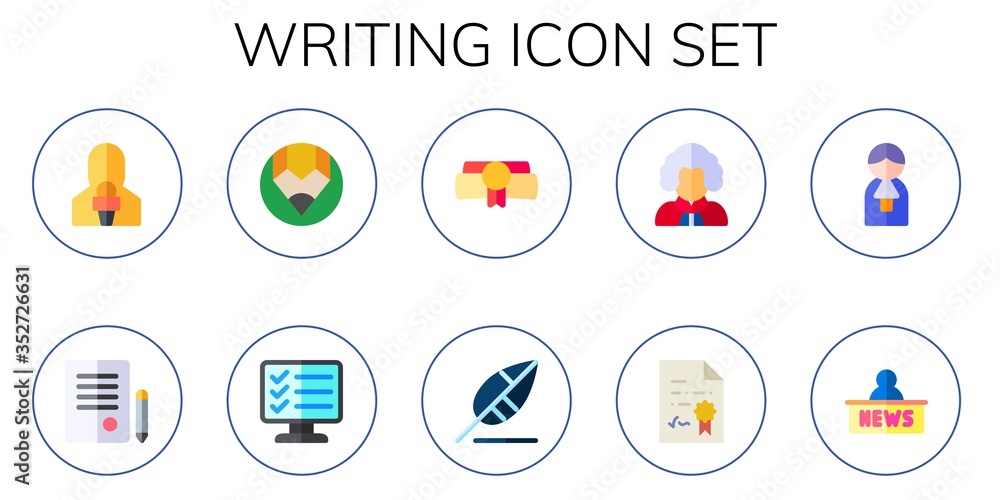 writing icon set
