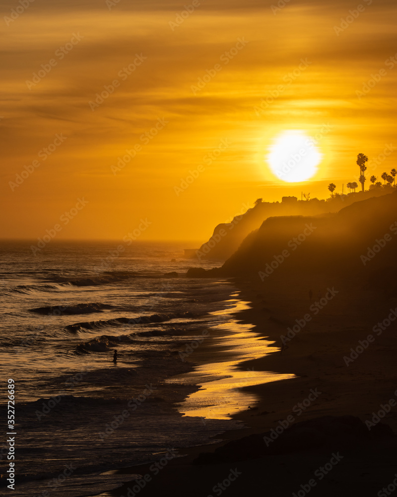 Coastline sunset on the beach
