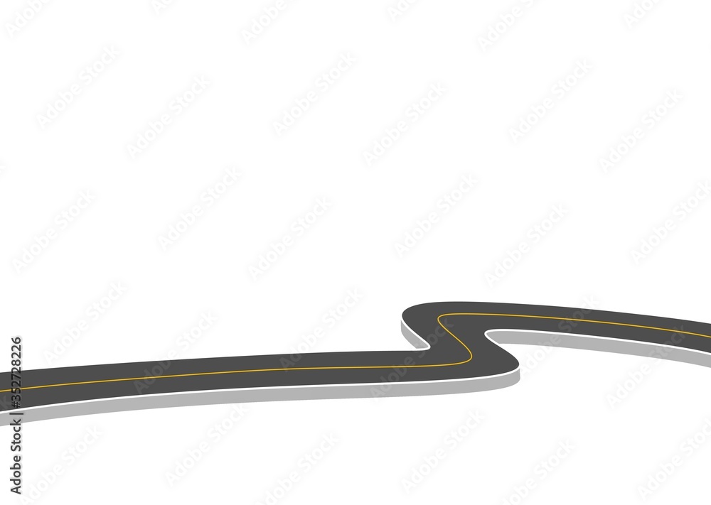 Roadway journey to the future. Asphalt street isolated on white background. Symbols Way to the goal of the end point. Path mean successful business planning Suitable for advertising and presentstation Roadway journey to the future. Asphalt street isolated on white background. Symbols Way to the goal of the end point. Path mean successful business planning Suitable for advertising and presentstation