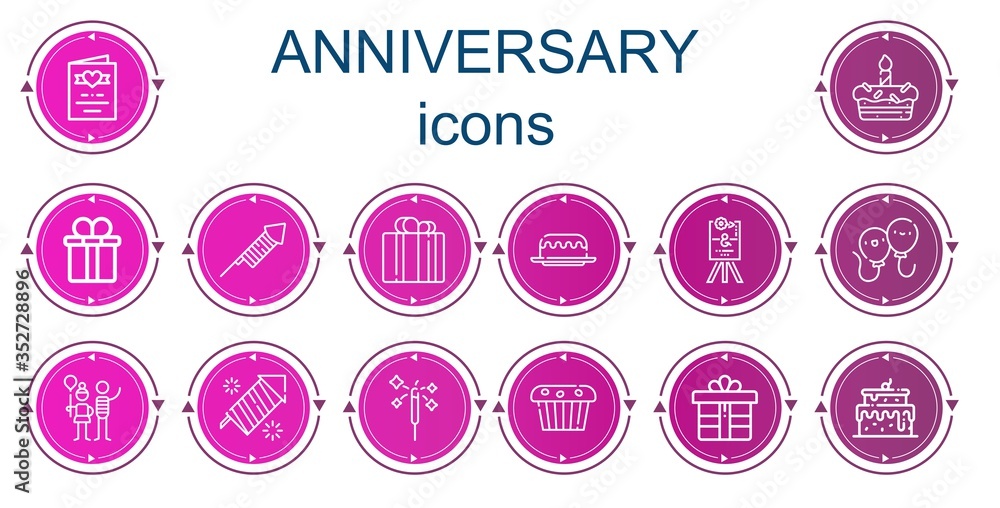 Editable 14 anniversary icons for web and mobile Editable 14 anniversary icons for web and mobile