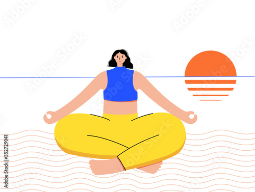 Yoga flat vector illustration. Healthy lifestyle