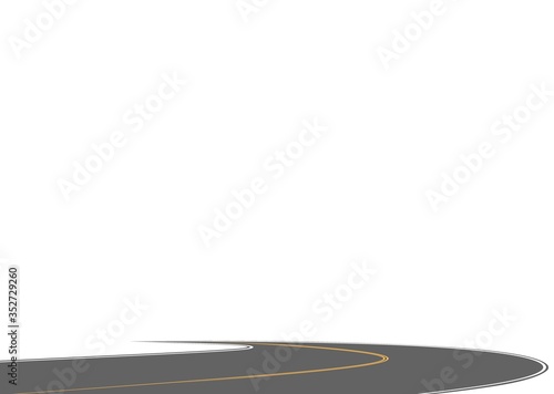 Roadway journey to the future. Asphalt street isolated on white background. Symbols Way to the goal of the end point. Path mean successful business planning Suitable for advertising and presentstation