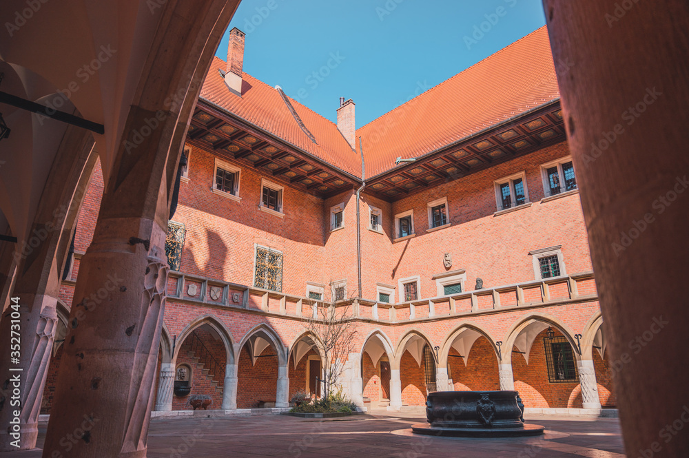 Main courtyard of the University of Krakow in Poland