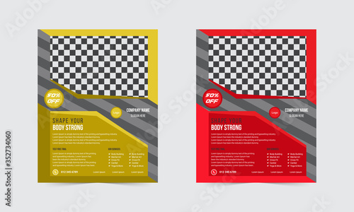 This is Creative and Clean Gym Promotional Flyer Design Colorful Template and Pro Vector Illustration