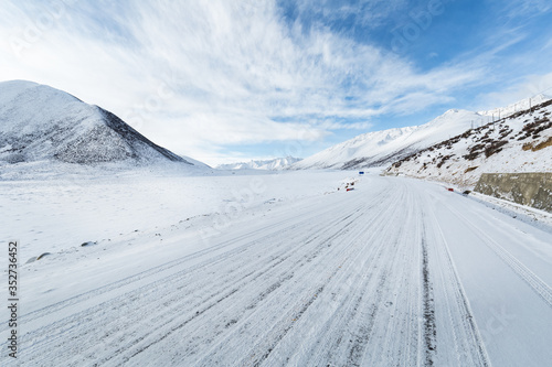 snow road landscape