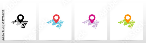 Location Pin On Letter Logo Design M
