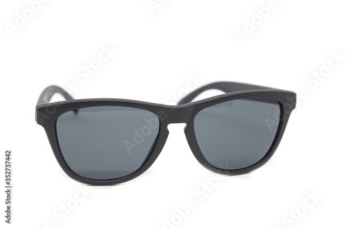 Black glasses on a white background