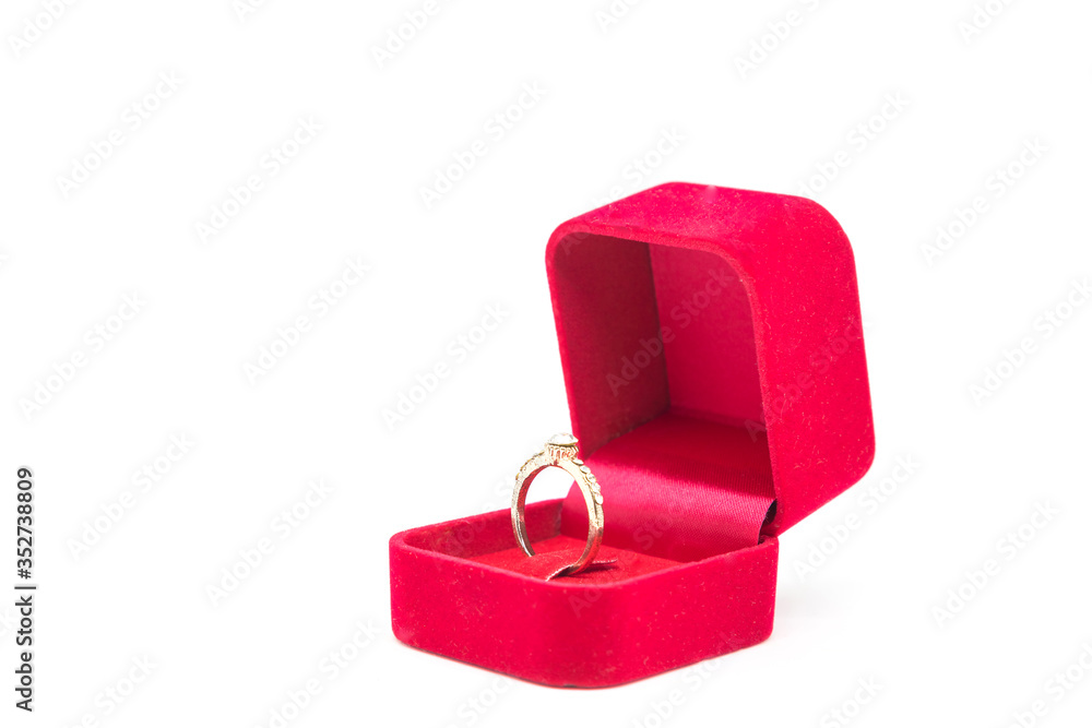 Wedding ring in red velvet box Wedding ring in red velvet box