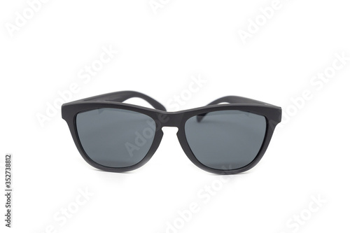 Black glasses on a white background