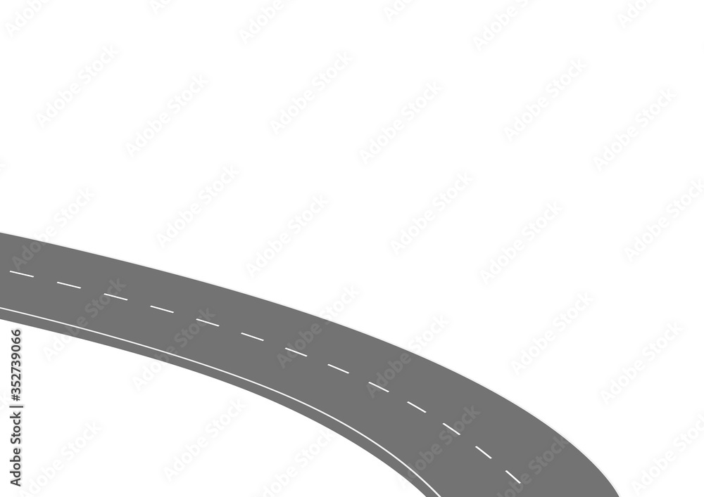 Fototapeta premium Roadway journey to the future. Asphalt street isolated on white background. Symbols Way to the goal of the end point. Path mean successful business planning Suitable for advertising and presentstation