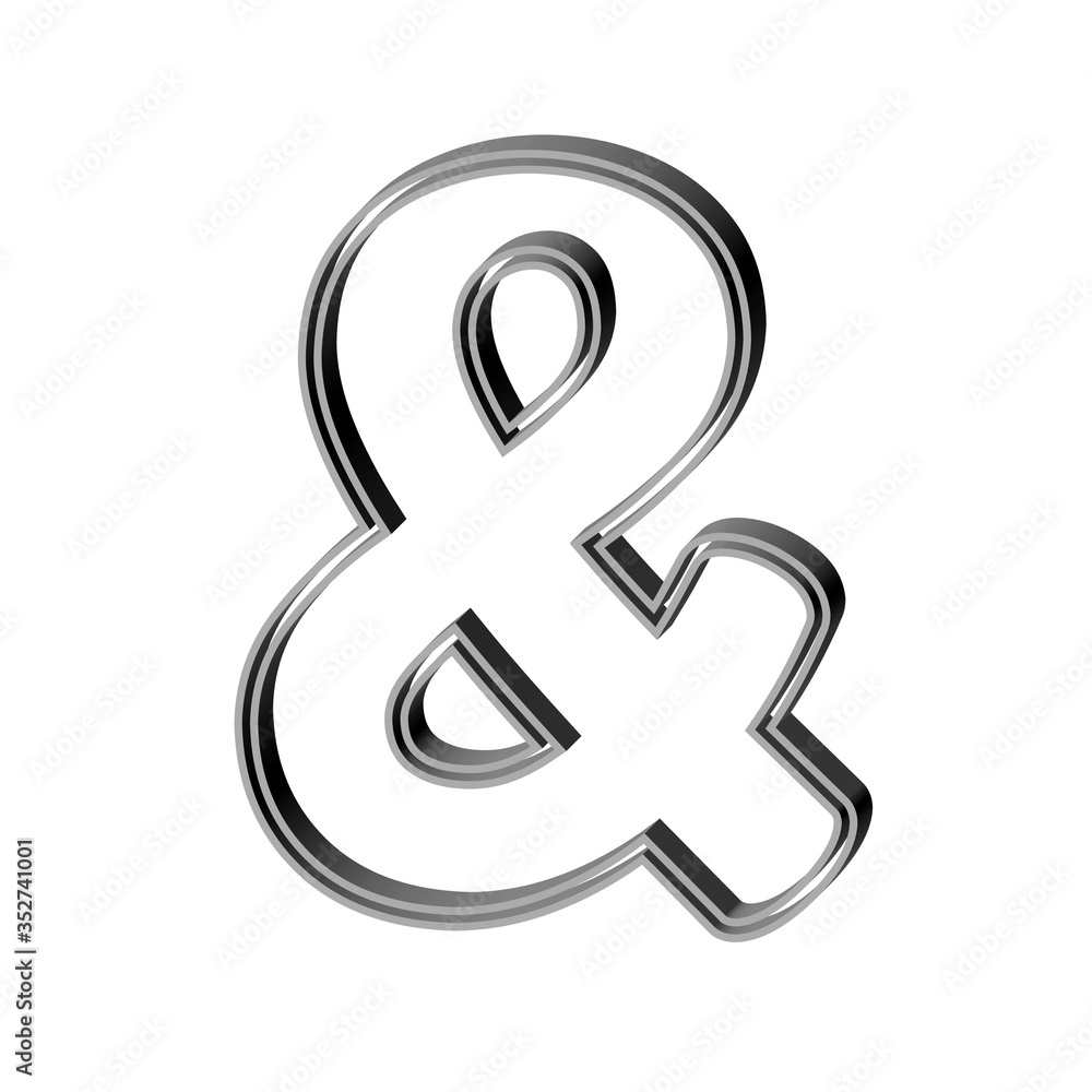 3D CARTOON STYLE MARK MADE OF DOUBLE SILVER METAL OUTLINES : & AMPERSAND 3D CARTOON STYLE MARK MADE OF DOUBLE SILVER METAL OUTLINES : & AMPERSAND