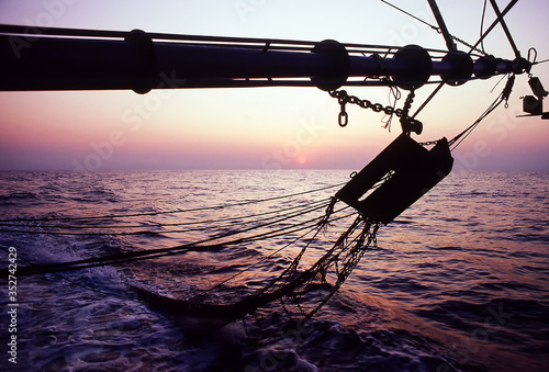 Prawn trawler at sea on the fishing grounds in the Timor Sea