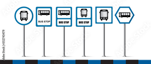 Set of bus stop, Traffic signs,  Vector illustration. on white background