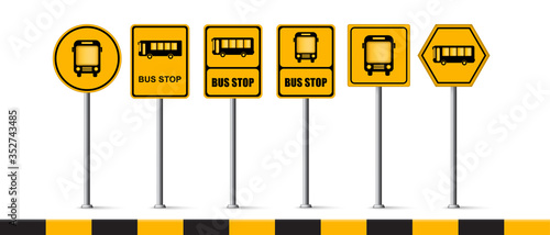 Set of bus stop, Traffic signs,  Vector illustration. on white background