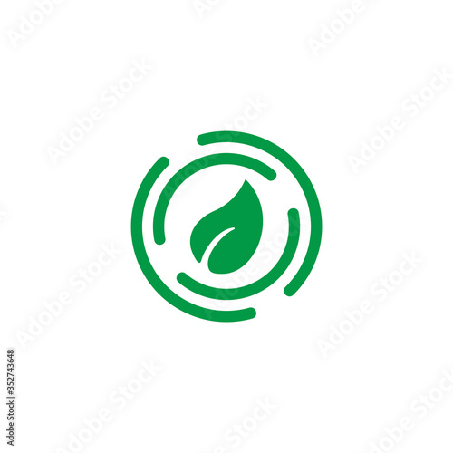 stripes circle leaf natural process design symbol logo vector