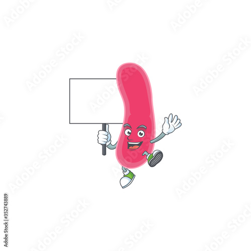 Cute fusobacteria mascot design smiley with rise up a board